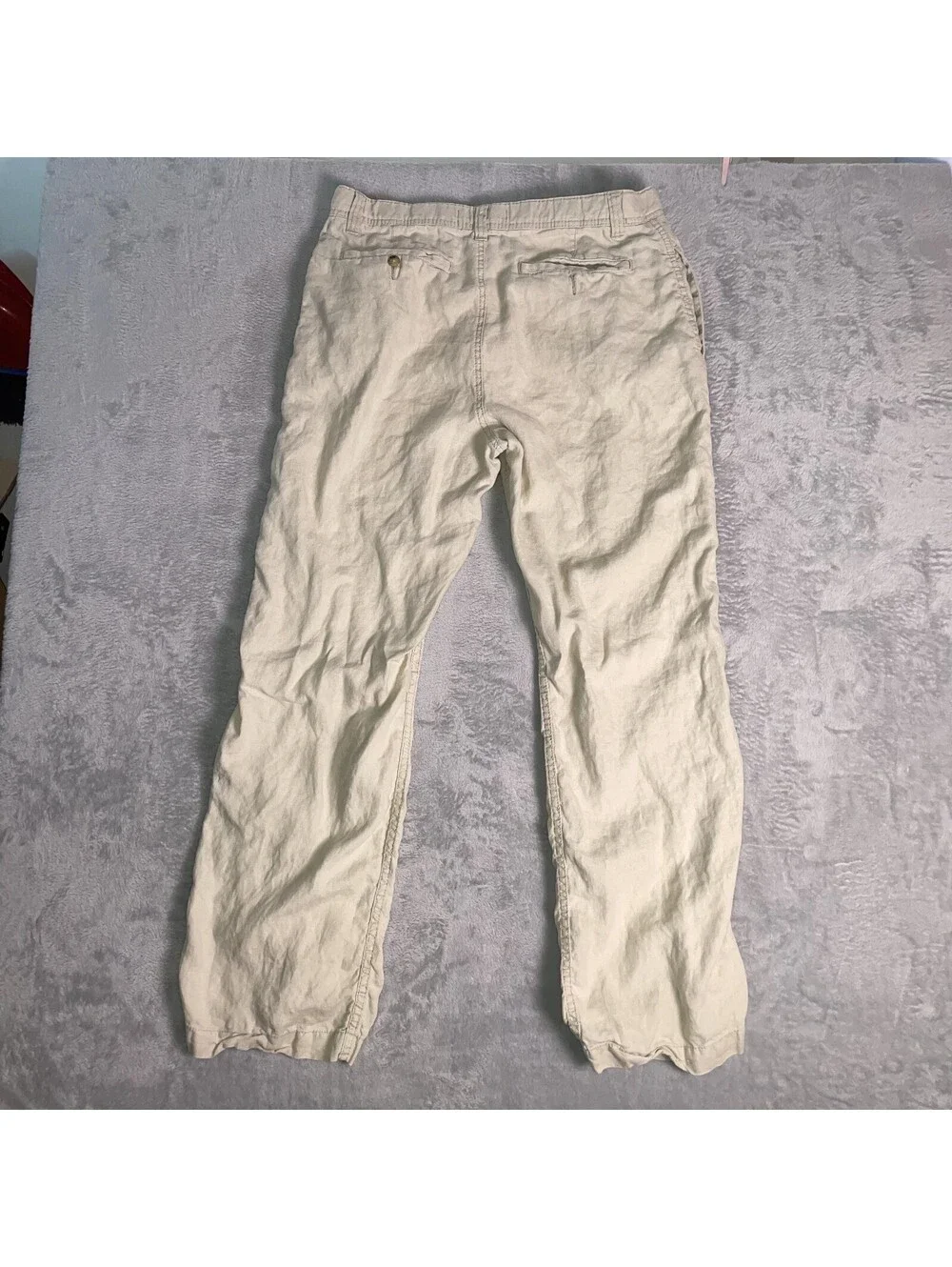 Vintage Old Navy Linen Pants Mens 36x34 Beige Relaxed Straight Leg Coastal Beach
